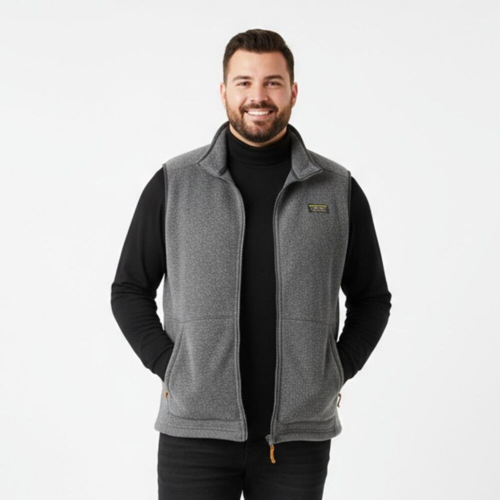 LL Bean Men's  Gray Fleece Sleeveless Zip Up Vest XXLT